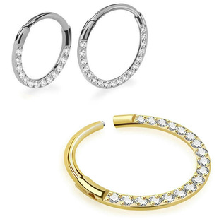 钛钢镶锆石细针高级感鼻环鼻中隔耳环耳骨环耳圈耳饰女卡扣0.8mm