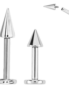 恶魔钉医用钛钢耳钉男女唇钉防过敏穿刺尖锥内螺纹平底耳骨钉