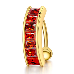 锆石 闪钻高档不掉钻 倒戴 倒带 长方形弧形脐钉脐环肚脐扣 粗针