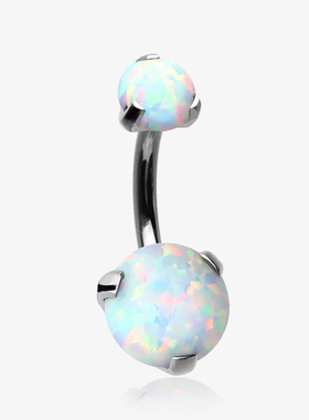 G23纯钛合金澳宝欧泊石水滴内螺纹内牙肚脐钉肚脐环脐饰