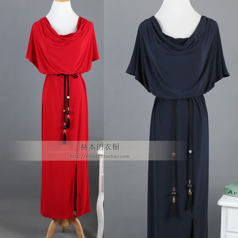 古希腊古罗马荡领收腰修身连衣长裙夏腰带瑕疵特价