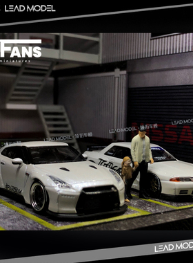 现货|日产 尼桑 1/64 G-FANS 汽车改装店场景模型 修车铺 710017