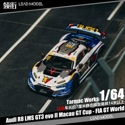 【领衔】预订|Audi R8 LMS GT3 evo II TARMAC 1/64 蓝白车模型TW