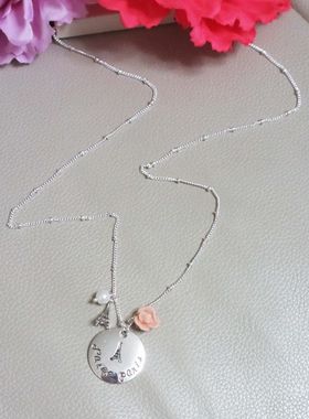 日韩风派对仿珍珠圆盘吊坠项链