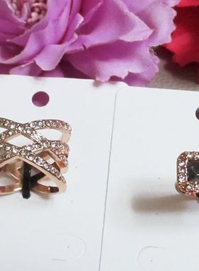 出口外贸饰品欧美时尚百搭派对礼服表演镂空镶钻仿宝石戒指