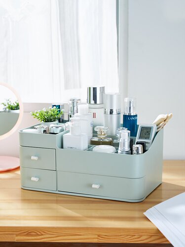 桌面小盒文具抽屉宿舍整理简约洗A手间学生化妆品物架收纳大置中
