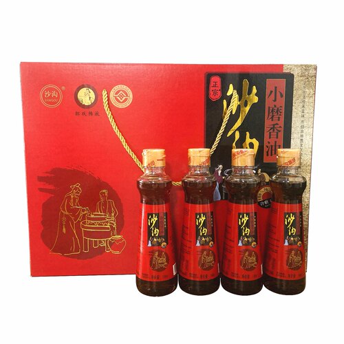 正宗沙沟香油芝麻小磨纯正168mlx4瓶芝麻油凉拌火锅调味石磨特产