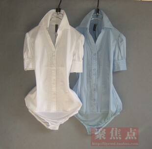 新款 修身 职业工装 女长袖 衬衣 OL工作服简约打底白连体衬衫 2021韩版