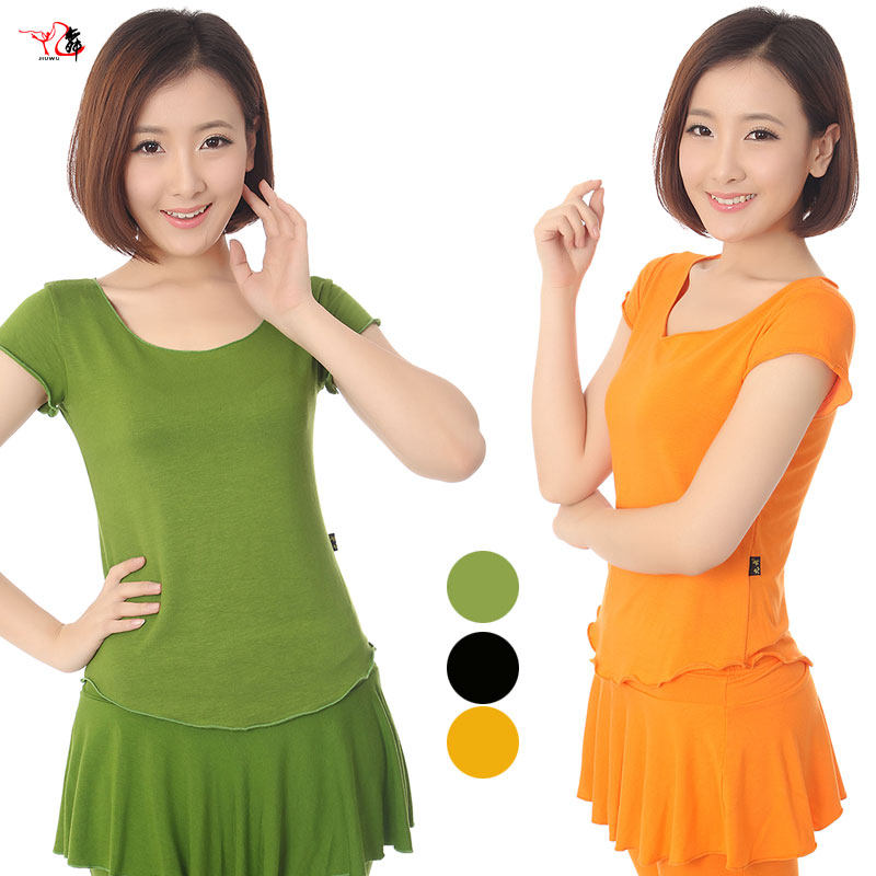 夏季广场舞上衣短袖健身瑜伽服装女跳舞衣服莫代尔舞蹈练功服修身