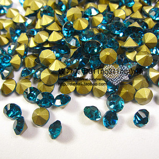 20颗 美甲饰品/手机美容 国贸A级尖底钻 DIY贴钻水晶玻璃钻 孔蓝