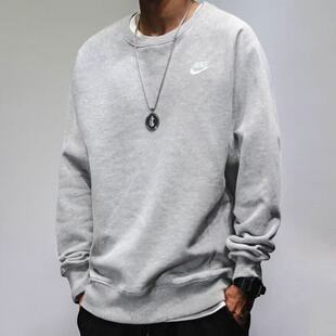 耐克Nike男子简约运动风圆领套头卫衣宽松灰色长袖 BV2663-063