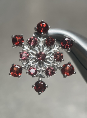 S925纯银天然红石榴石吊坠