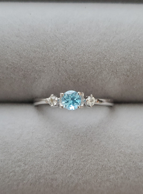 瑞士蓝石半固定圈13号s925戒指