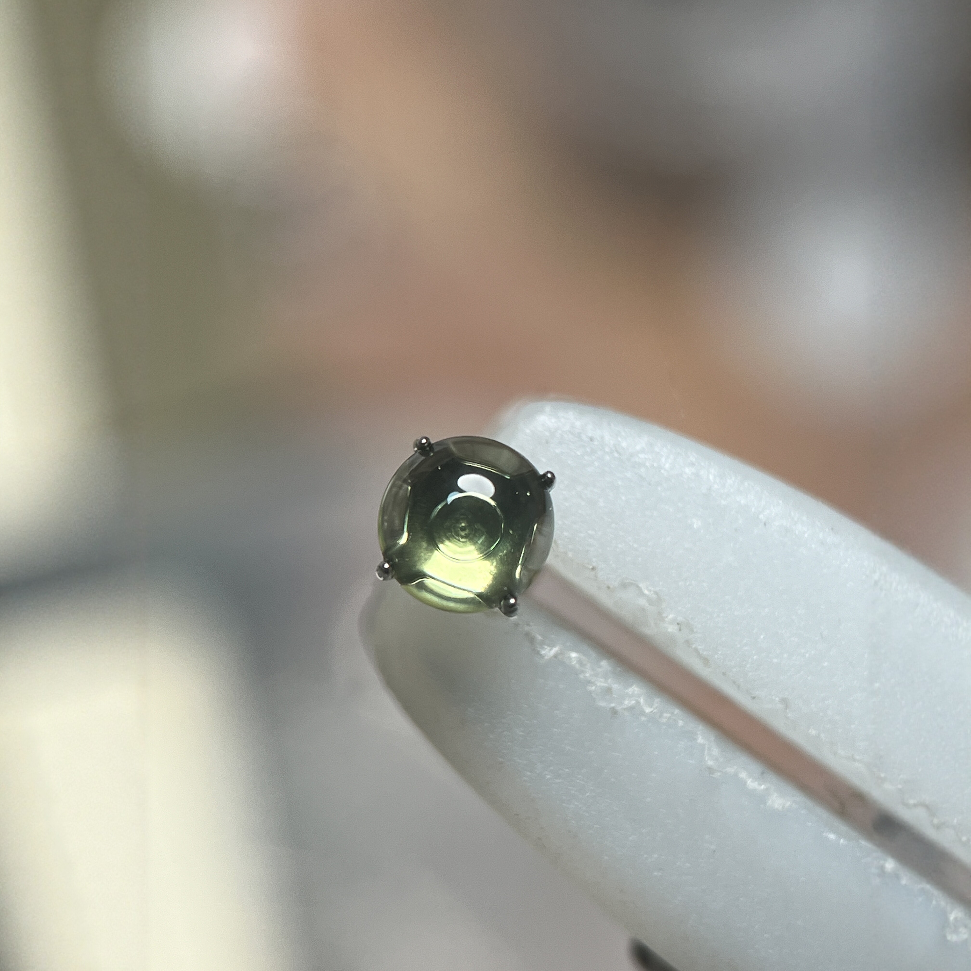 天然橄榄石 F136钛合金内插针版 耳钉头 5毫米