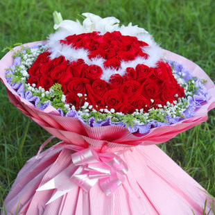 99朵红玫瑰花束上海同城 鲜花速递 快递送花情人节七夕花爱你一生