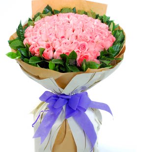 36朵粉玫瑰花束精美包装生日祝福送花爱情订花圣诞节七夕订花买花
