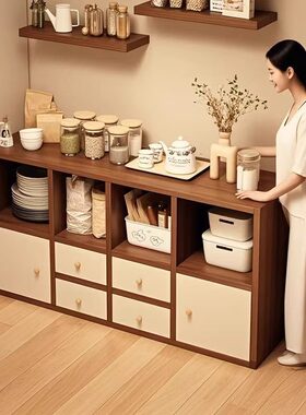实木餐边柜靠墙一体储物柜2025