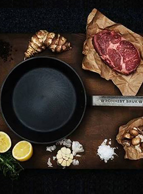 瑞典皇家Ronneby Bruk超轻Pro铸铁平底煎炒锅生铁RonnebyBruk