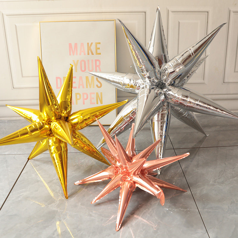 爆炸星光芒气球分体水滴店铺装饰气球铝箔店庆店面布置铝膜气球