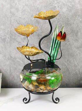 桌面鱼缸流水摆件喷泉循环水室内办公室简约流水摆件装饰品