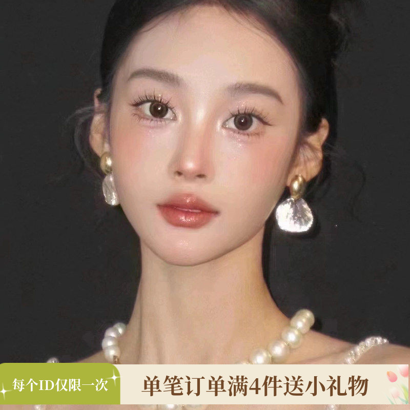 金属高级感贝壳耳环时髦重工冷淡风不规则纹理无耳洞耳夹无痛耳饰