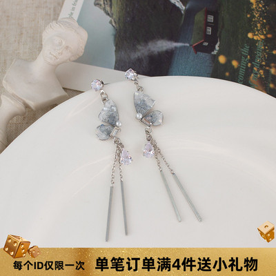 耳环无耳洞蝴蝶流苏清冷圆脸显瘦