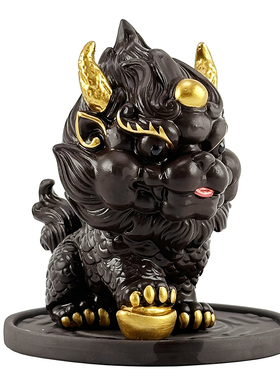 慈缘正堂紫砂麒麟摆件中式客厅