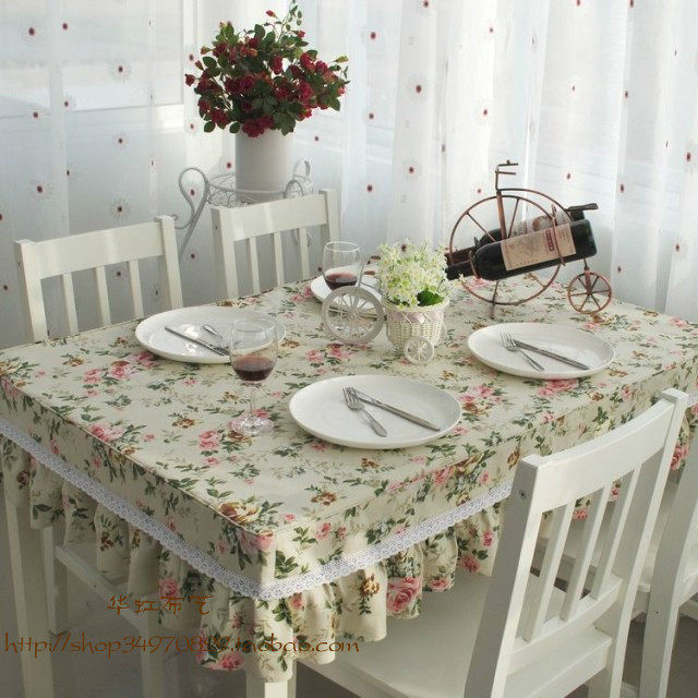 【华虹布艺】纯棉帆布桌布/桌套/桌罩/茶几套/罩(古色古香米底)