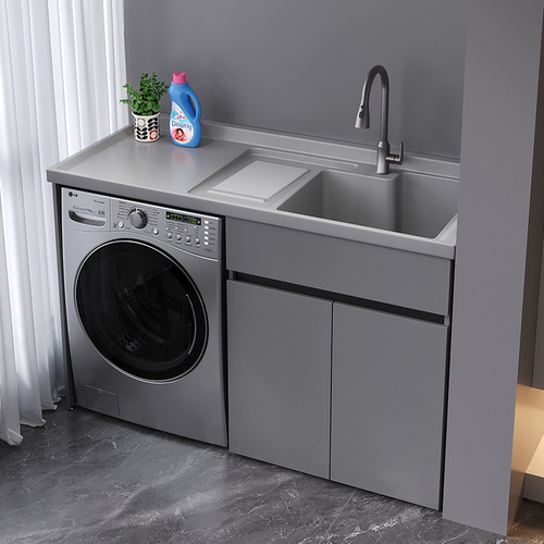 蜂窝铝洗衣机柜洗衣池台盆一体阳台洗衣柜组合洗脸手盆带搓板定制