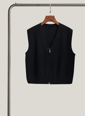 悦迷Art Nuts 简约的线条 秋季气质百搭双拉链针织背心