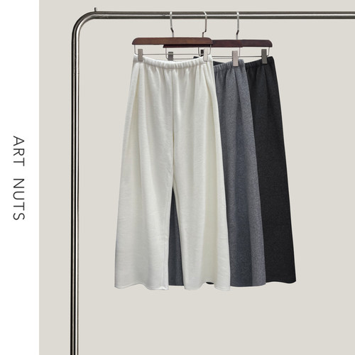 悦迷Art Nuts 自在逐光 松紧腰垂感直筒加绒显瘦休闲裤