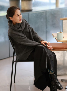 悦迷Art Nuts 向云端 松弛静奢牦牛绒垂褶围巾高级感慵懒毛衣