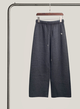 悦迷Art Nuts 简约的线条 秋冬高腰抽绳刺绣小狗加厚阔腿休闲裤