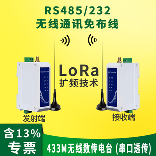 232串口透传收发433m数传电台远程plc通讯 lora无线通信模块RS485