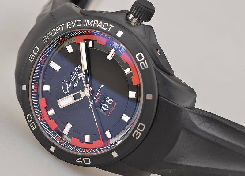 已售出【97新】格拉苏蒂SPORT EVOLUTION黑盘大日历男表39-47-16-16-04