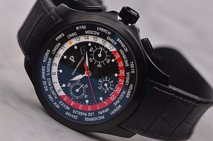 已售出【98新】芝柏钛合金世界时计时日历自动男表49700-21-631-BB6C