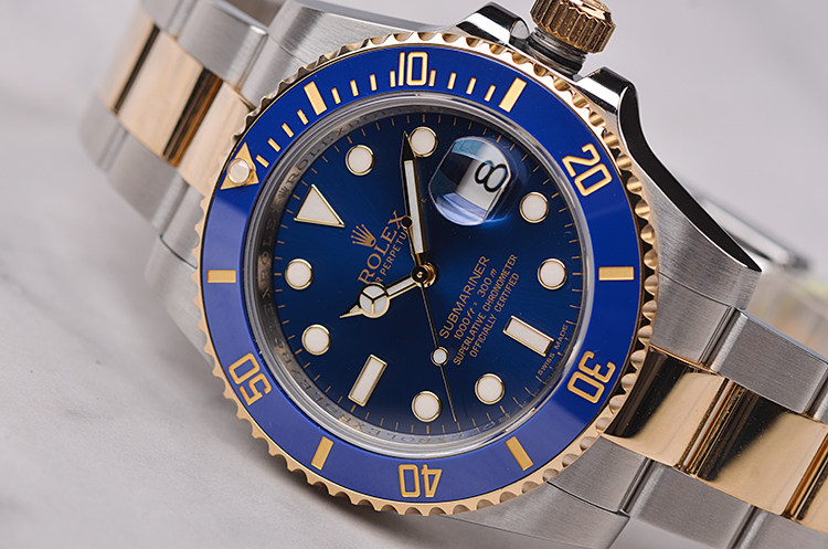 已售出【98新】劳力士潜行者间金蓝面水鬼自动机械男表116613LB盒证齐