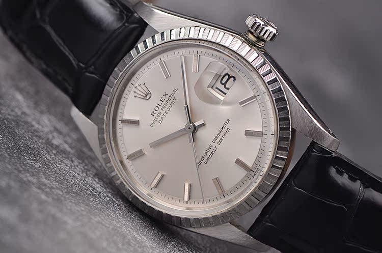 已售出【中古美品】劳力士古董日志型银盘大三针日历自动机械男表1603