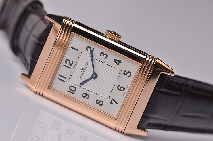 已售出【98新】积家翻转面玫瑰金超薄两针手上链皮带男表Q2782520在保