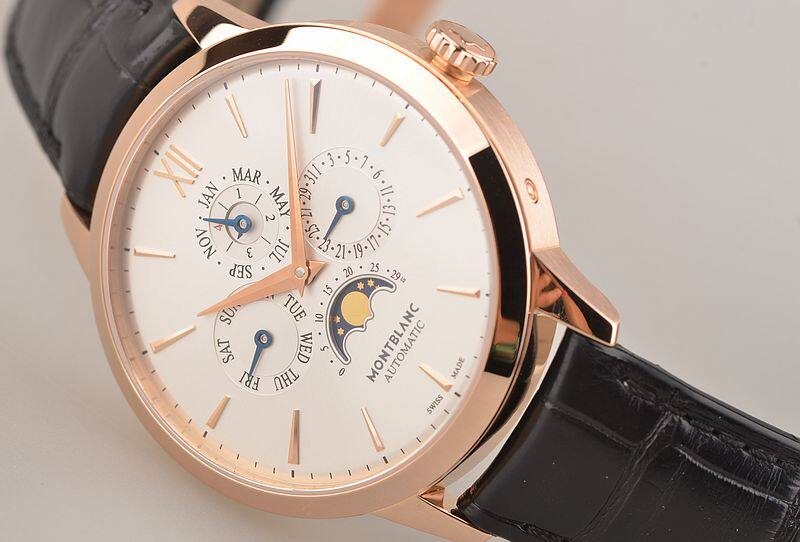 已售出【98新】万宝龙HERITAGE SPIRIT玫瑰金万年历月相男表U0110714