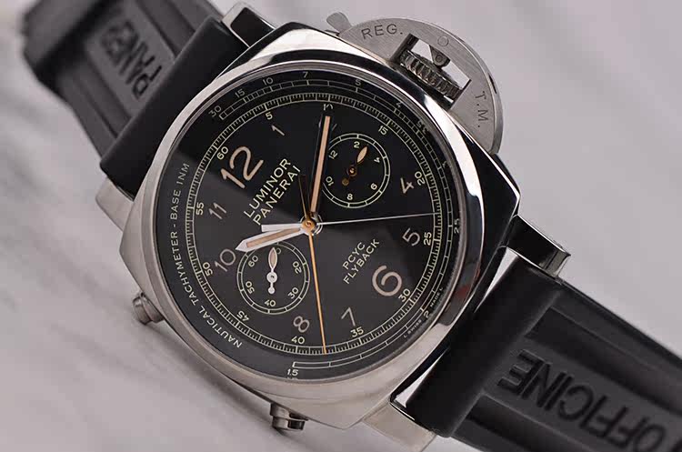 已售出【98新】沛纳海帆船挑战赛飞返计时自动机械胶带男表PAM00653在保