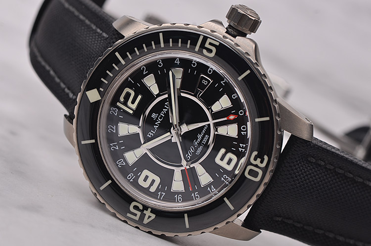 已售出【98新】宝珀五百噚限量版钛合金陶瓷圈GMT男表50021-12B30-52B