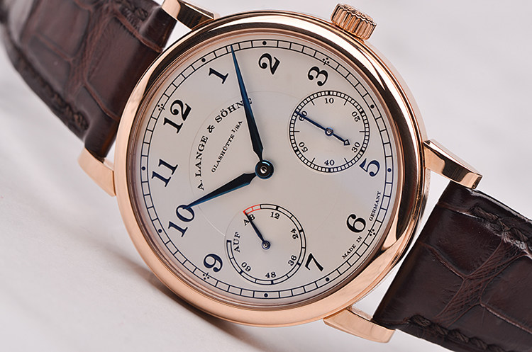 已售出【98新】朗格1815玫瑰金动显小三针手上链皮带男表234.032盒证齐