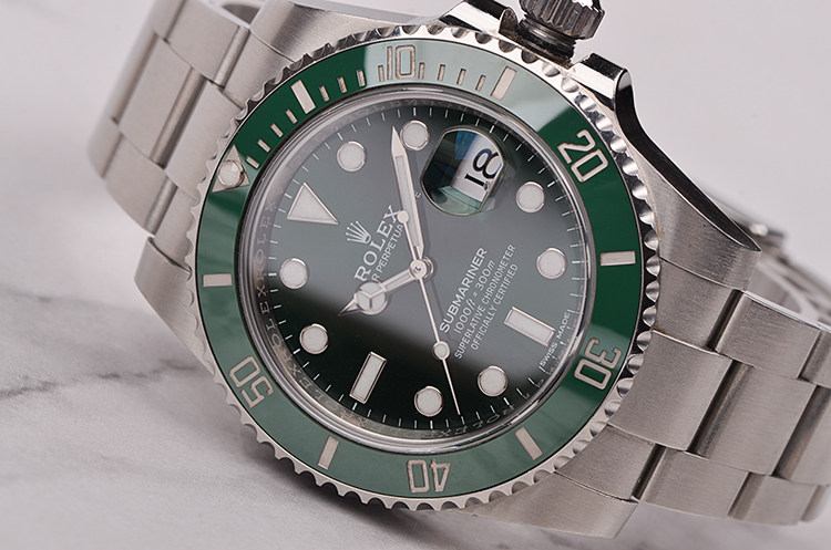 已售出【98新】劳力士潜航者型绿水鬼大三针日历钢带男表116610LV盒证齐