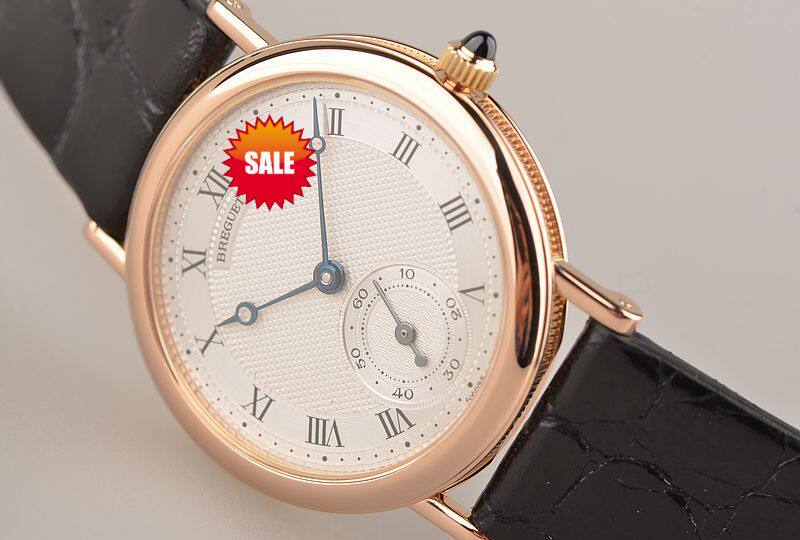 已售出【97新】宝玑经典玫瑰金小三针手上链皮带女表3210BR/12/286