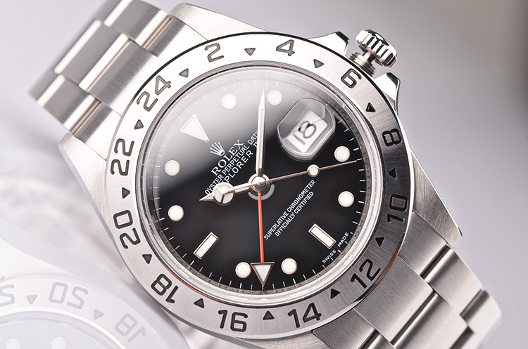 已售出【98新】劳力士探险家II型黑盘GMT日历自动机械男表16570盒证齐