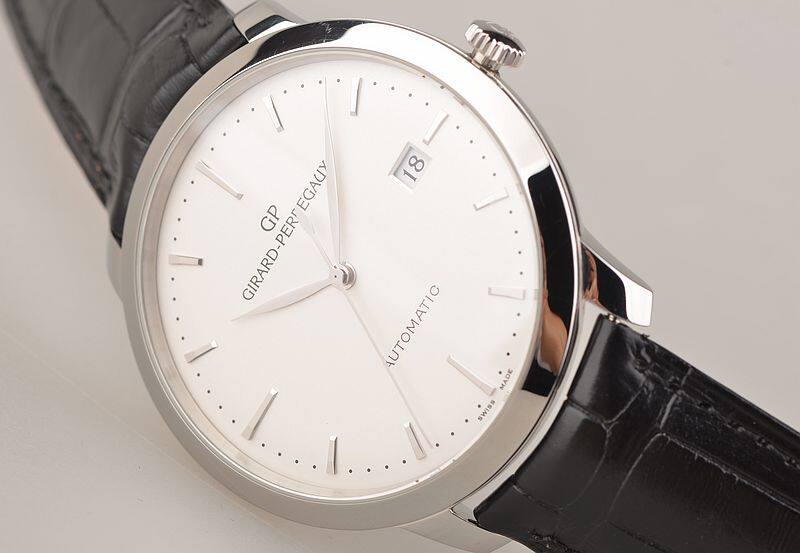 已售出【97新】芝柏1966白面大三针日历自动机械男表49555-11-131-BB60