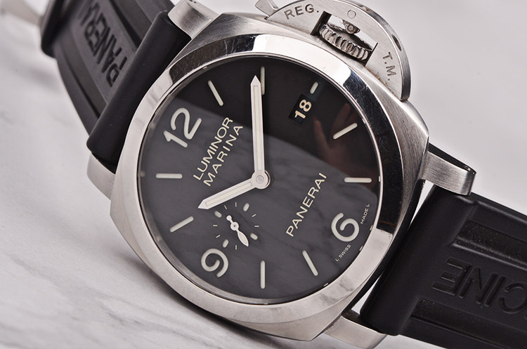 已售出【98新】沛纳海小三针日历3天链自动机械皮带男表PAM00312盒证齐