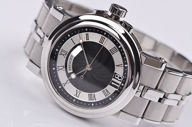 已售出【98新】宝玑航海黑盘大日历大三针自动钢带男表5817ST/92/SVO