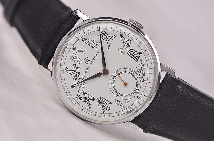 已售出【中古好品】GP芝柏vintage春宫小三针手上链皮带男表